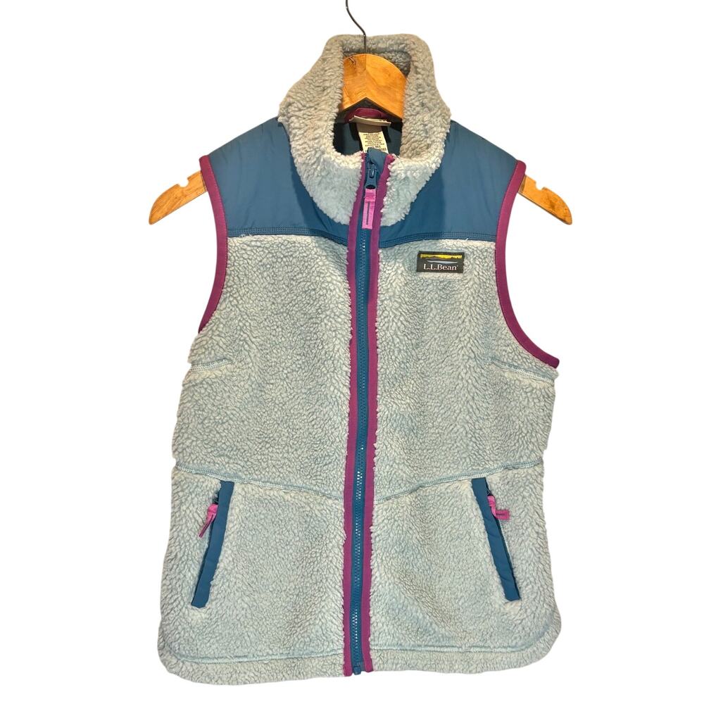 L.L. Bean High Pile Baby Blue Sherpa Fleece Vest - size XS